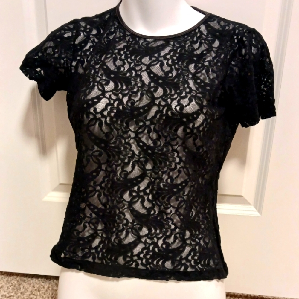 See thru lace black top
